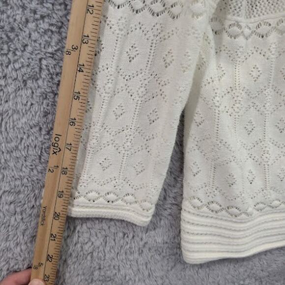 Alfred Dunner Crochet Open Front Cardigan Cover Up Off White Cream XL Petite XLP - Picture 6 of 9